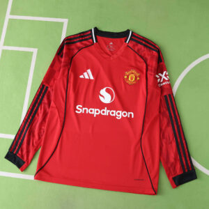 25/26 Manchester United Home Jersey Fan Version Long Sleeved